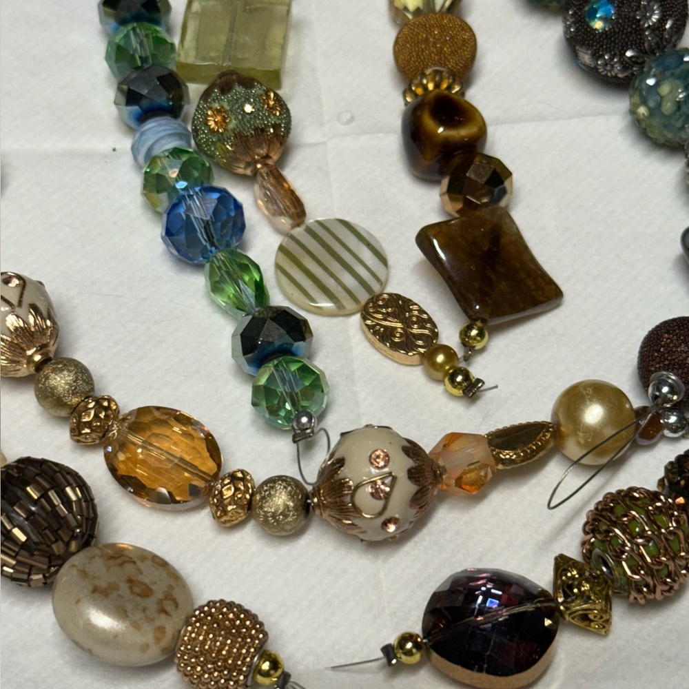 Beads Bundle NWOT Lot of 11 Strands of Assorted Jumbo Glass Metal Ceramic Beads - Picture 4 of 8